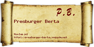 Presburger Berta névjegykártya
